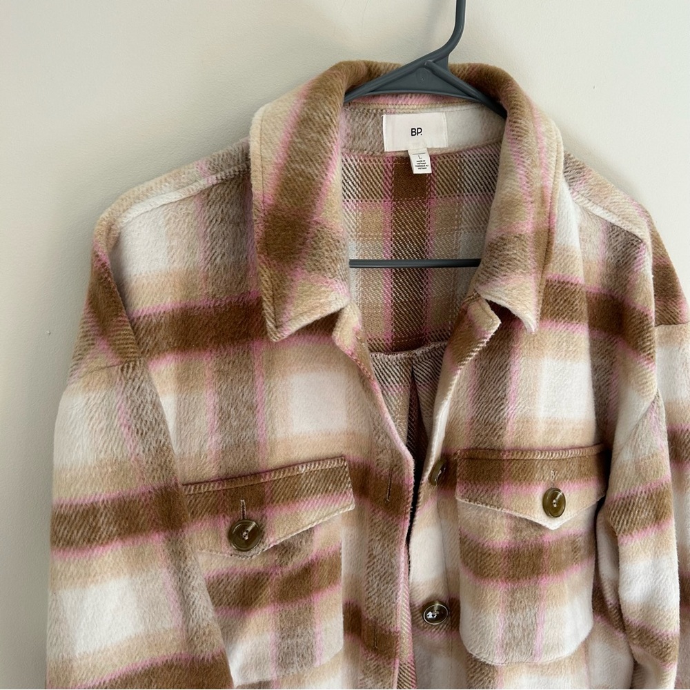 BP Long Flannel Jacket Pink And Brown Size Large‎